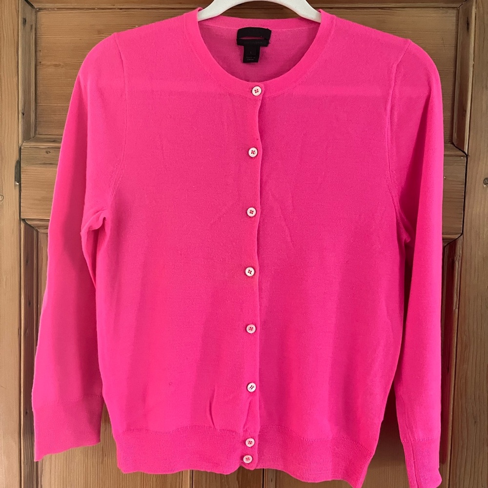 J. Crew Neon Pink Cashmere Cardigan